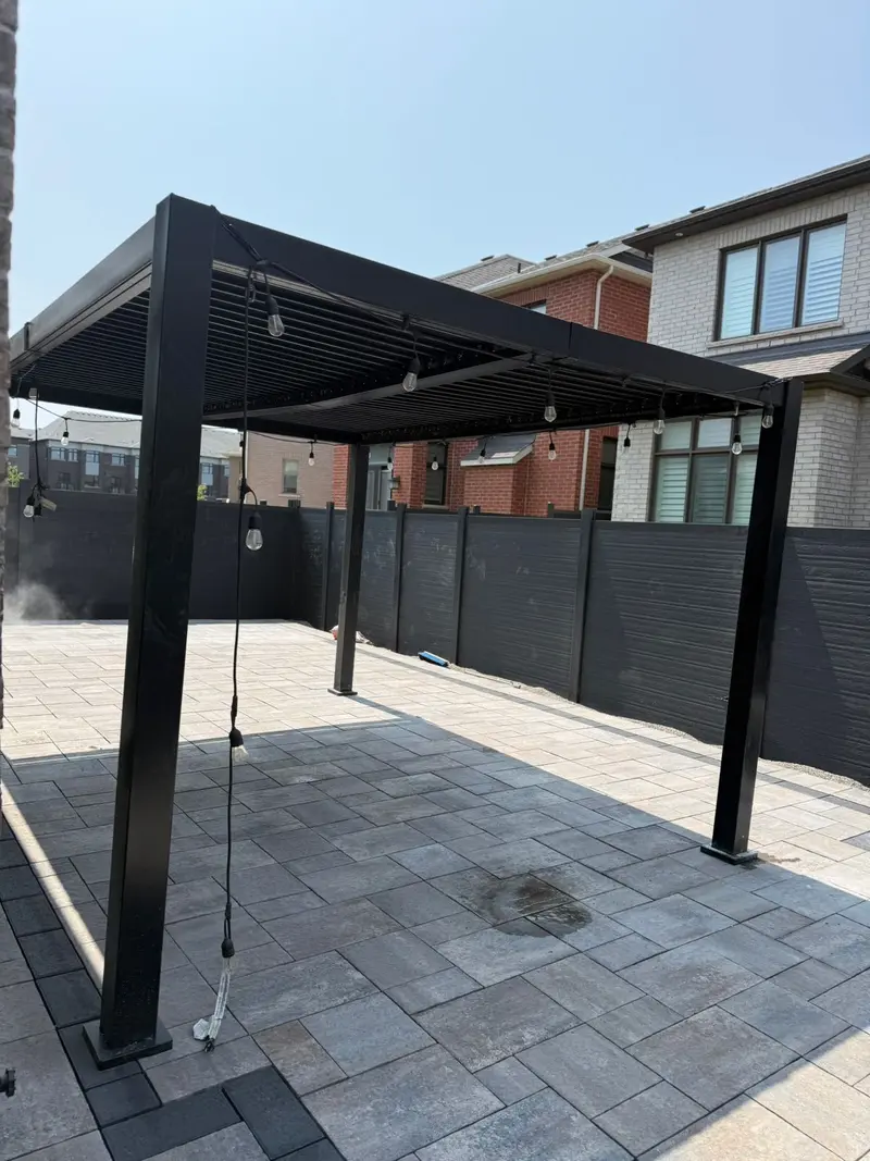Modern pergola with interlocking in Mississauga